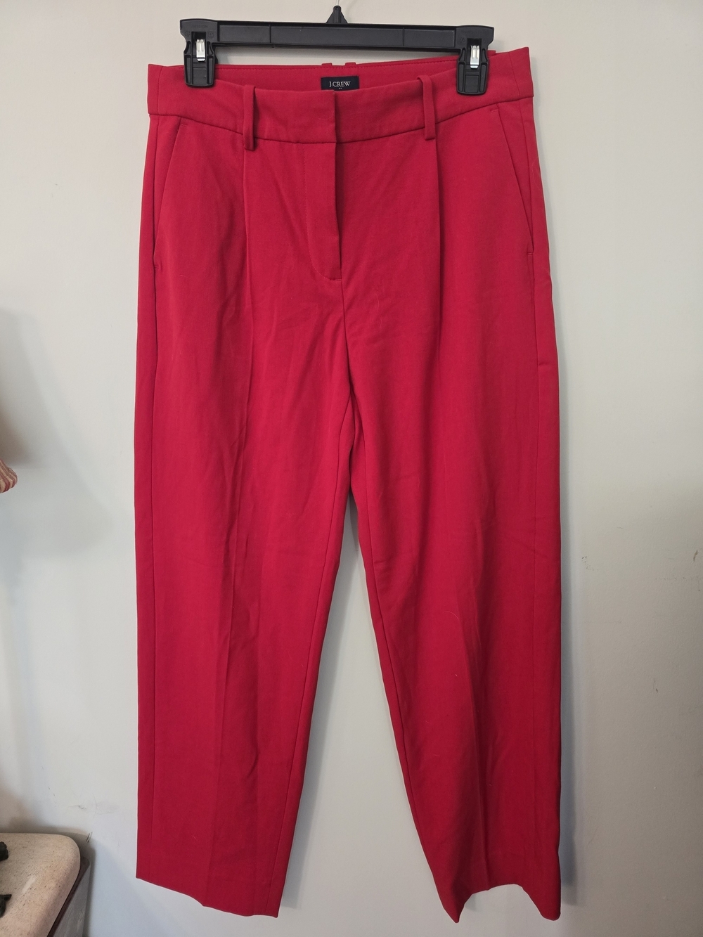 J. Crew Bold Red Tailored Pleated Trousers